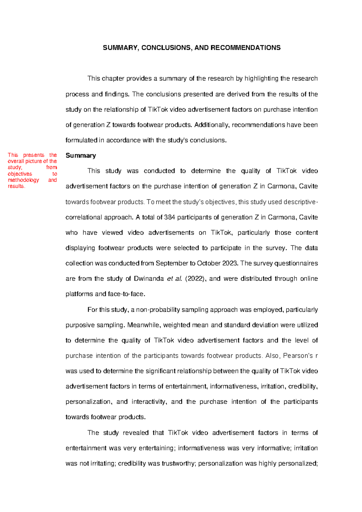 Sample Chapter 5 Summary Conclusion and Recommendation - SUMMARY ... - 2025 Conclusion And Recommendations In Summary