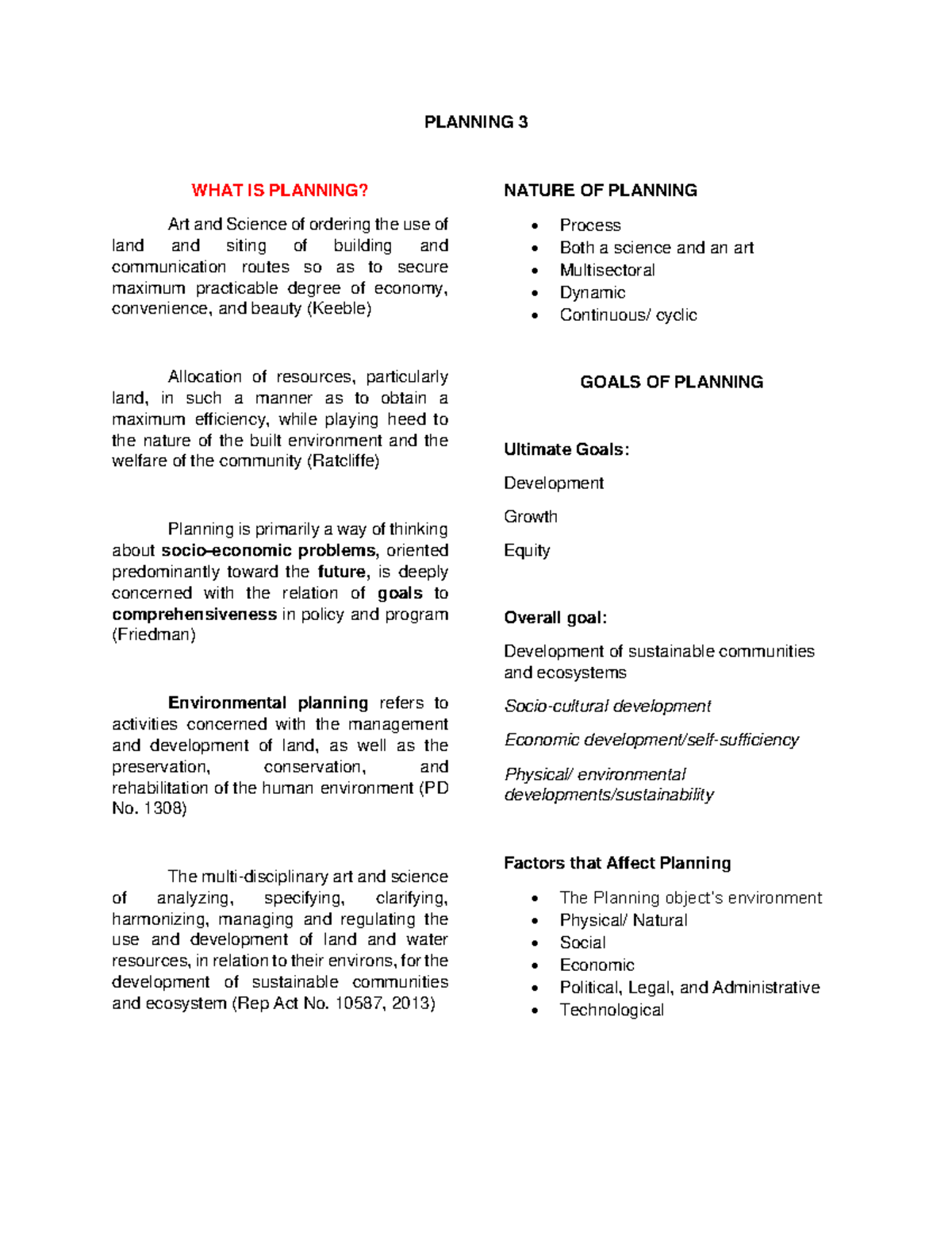 PLN-3 Final Reviewer: Key Concepts in Planning and Urban Design - Studocu