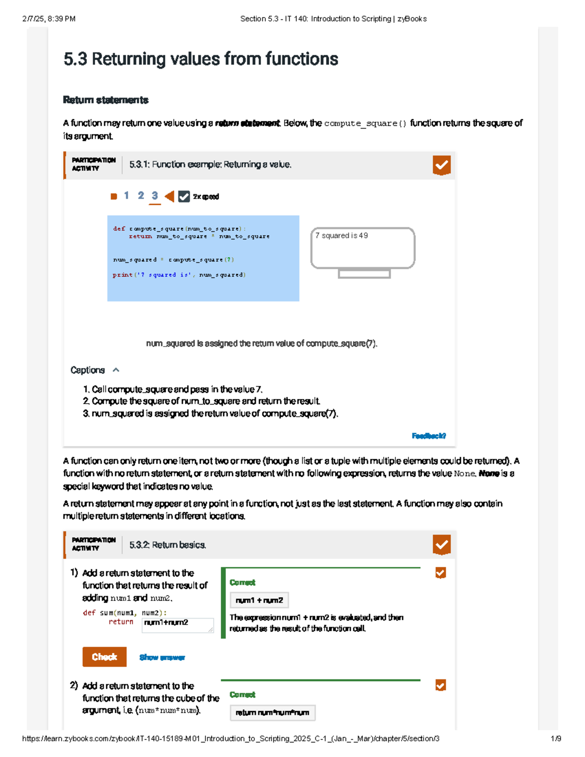 CS101: Practice Assignments on Function Return Values and Basics - Studocu
