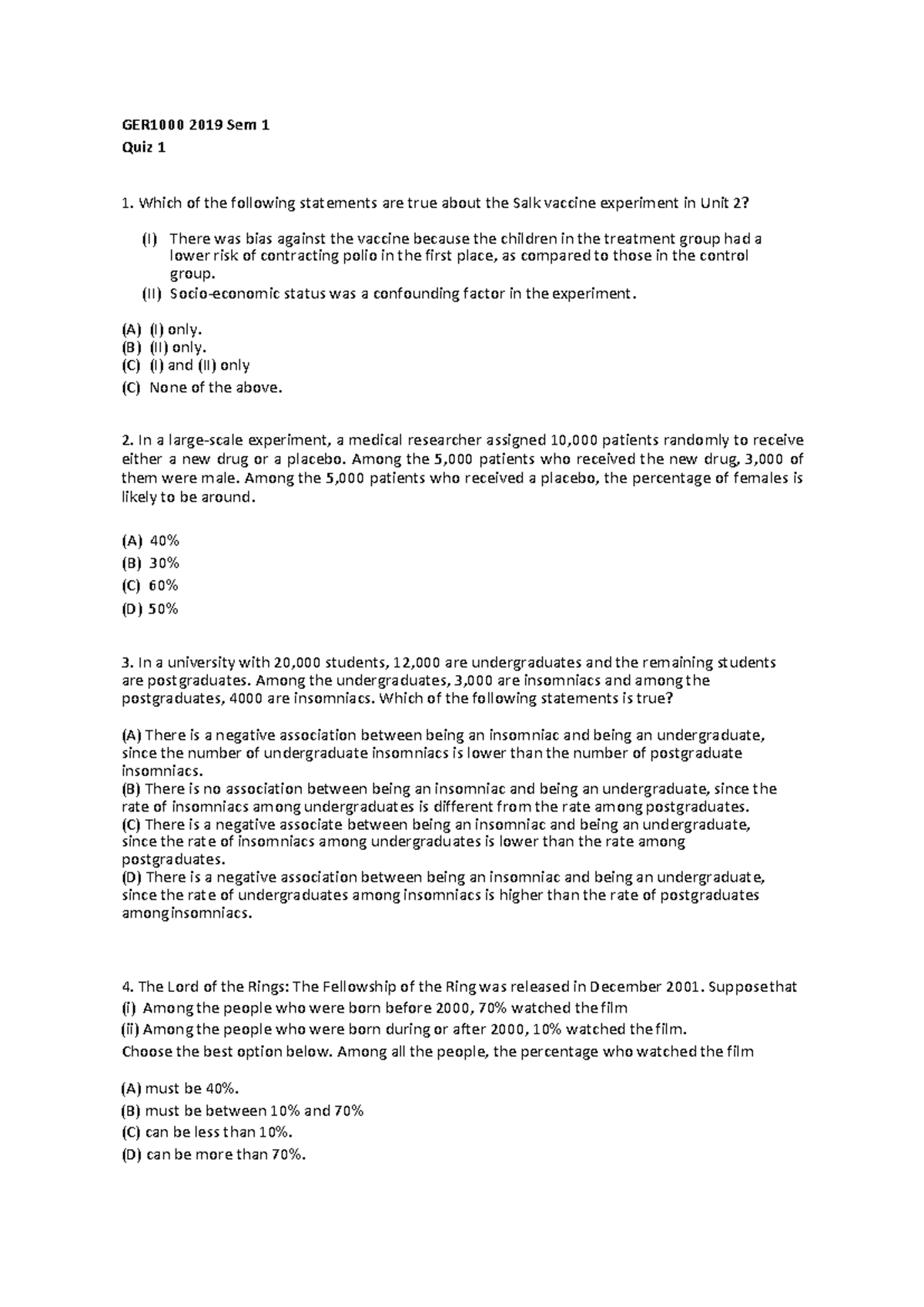 Quiz 1 - Quiz 1 - Warning: TT: undefined function: 32 Warning: TT ...
