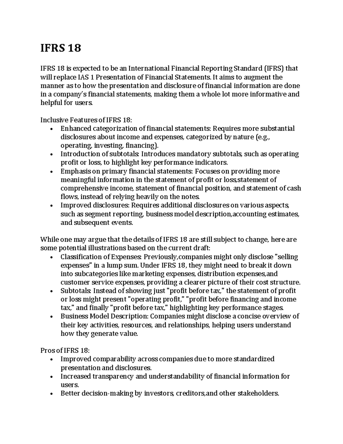 IFRS 18: Key Changes and Implications for Financial Reporting - Studocu