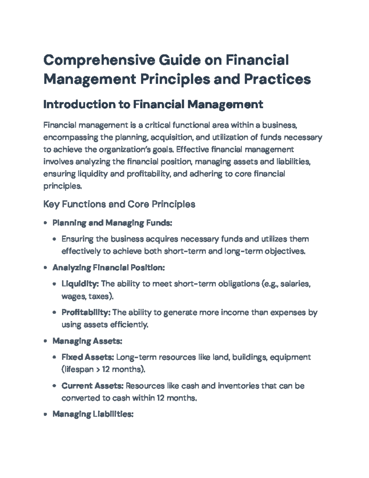 Comprehensive Guide to Financial Management Principles and Practices ...