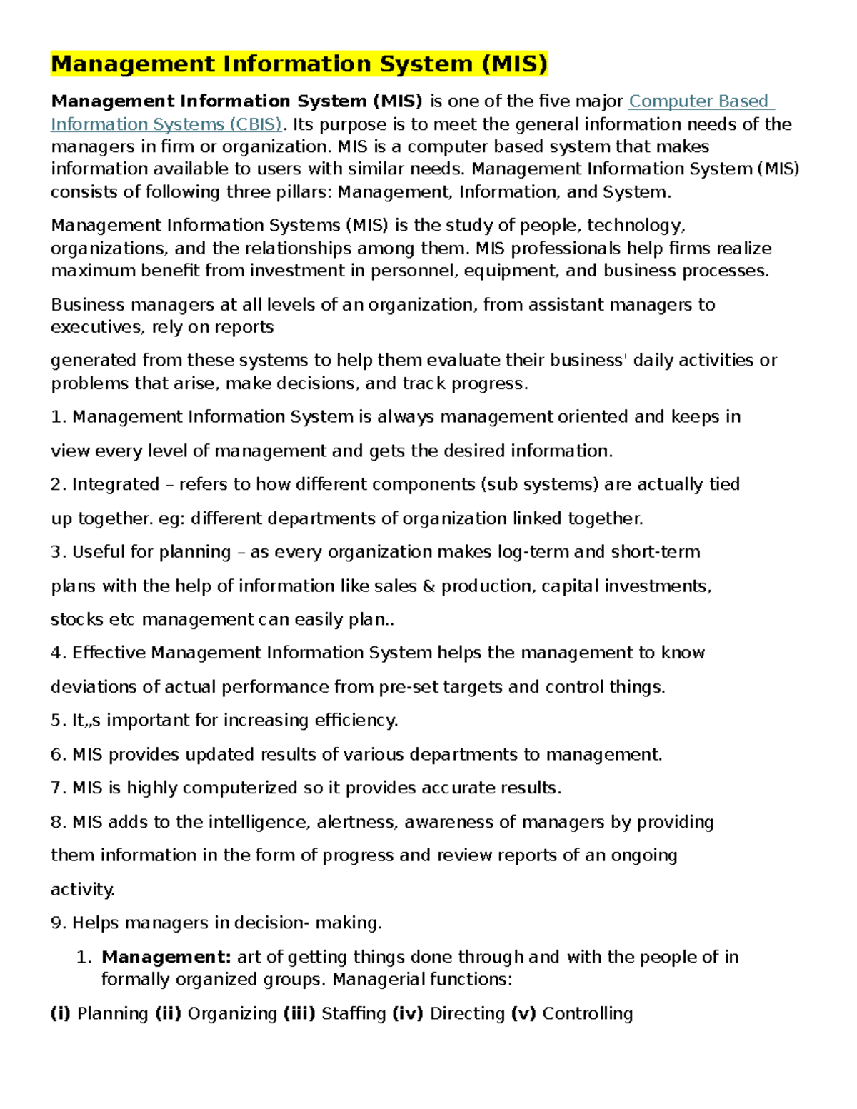 Management Information System (MIS): Key Concepts and Applications ...