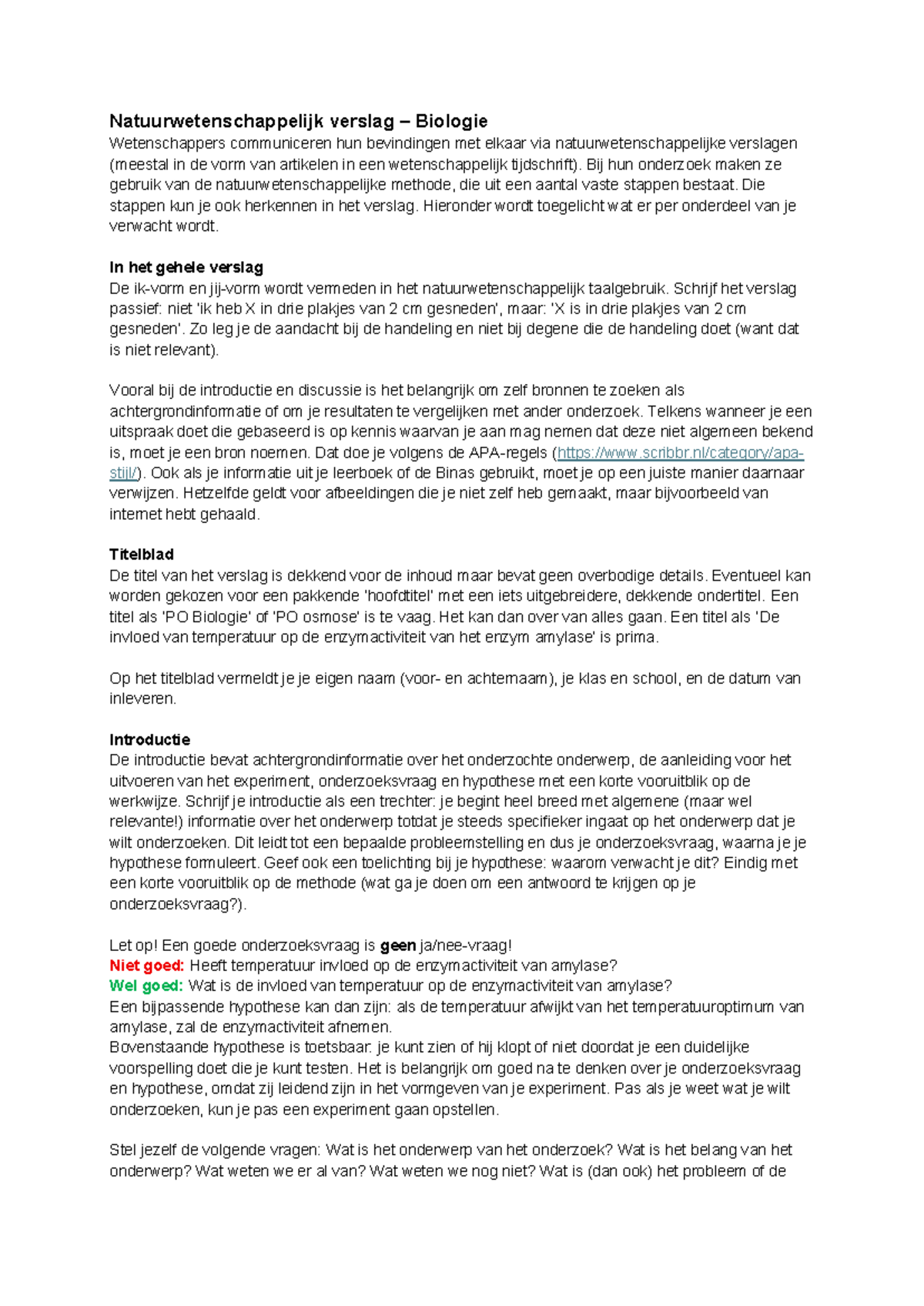 Natuurwetenschappelijk Verslag Biologie 2526: Structuur en Inhoud ...