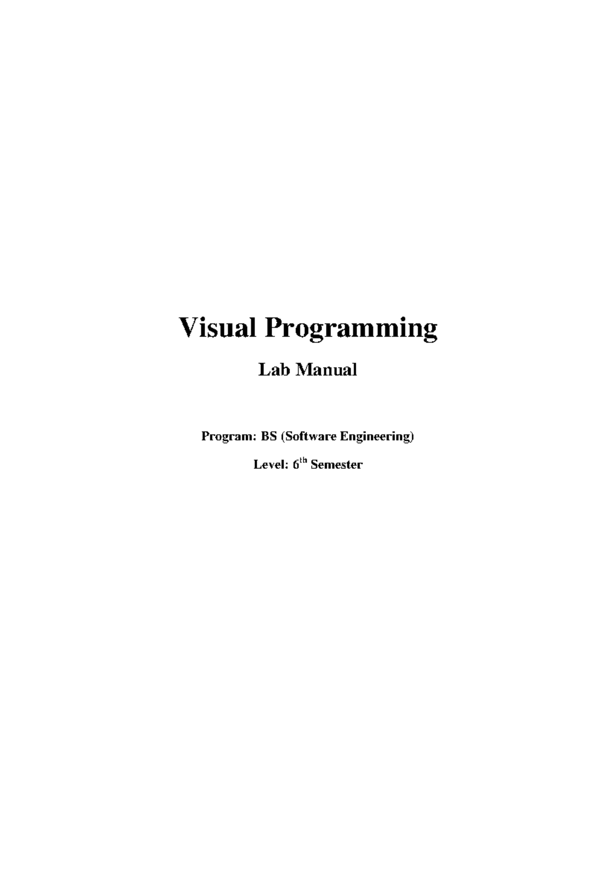 Visual Programming Lab Manual (BS-SWE 6th Sem) - National University ...