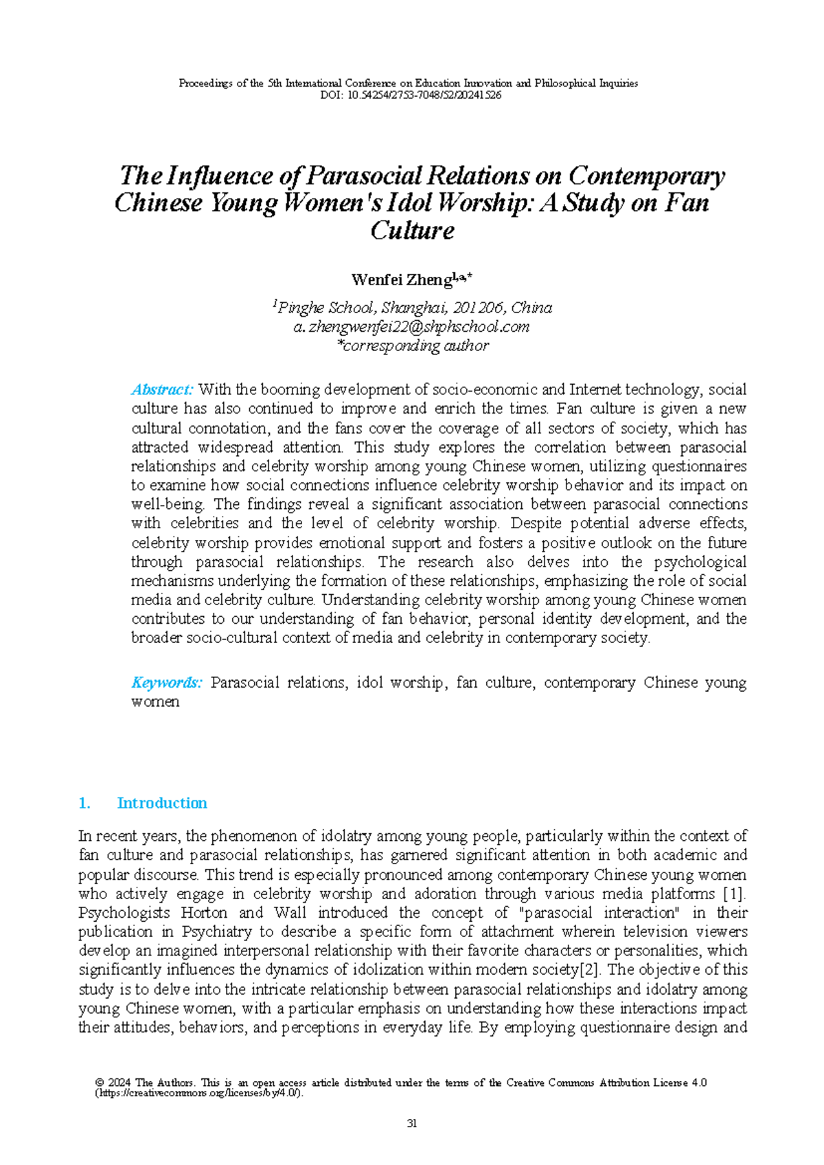 The Influence of Parasocial Relations on Idol Worship Among Chinese ...
