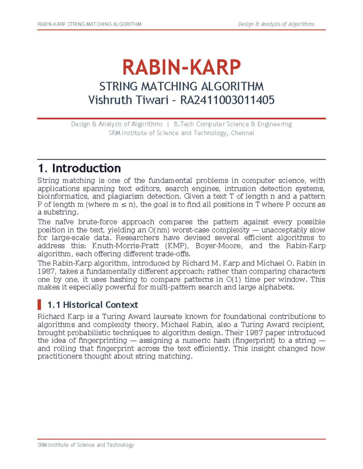 STRING MATCHING ALGORITHM: Design Analysis of Rabin-Karp ...