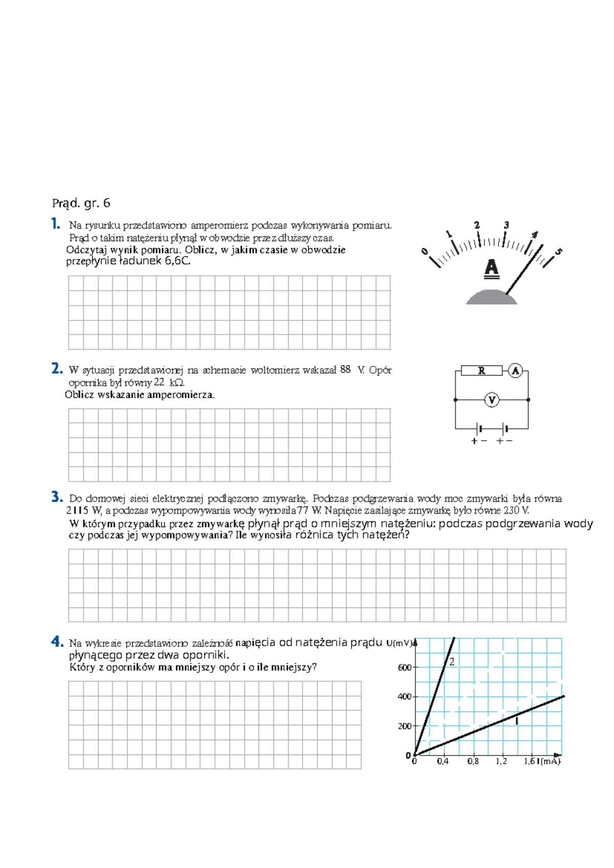 Sprawdzian Fizyka 2 Gimnazjum Prąd Elektryczny www.studocu.com