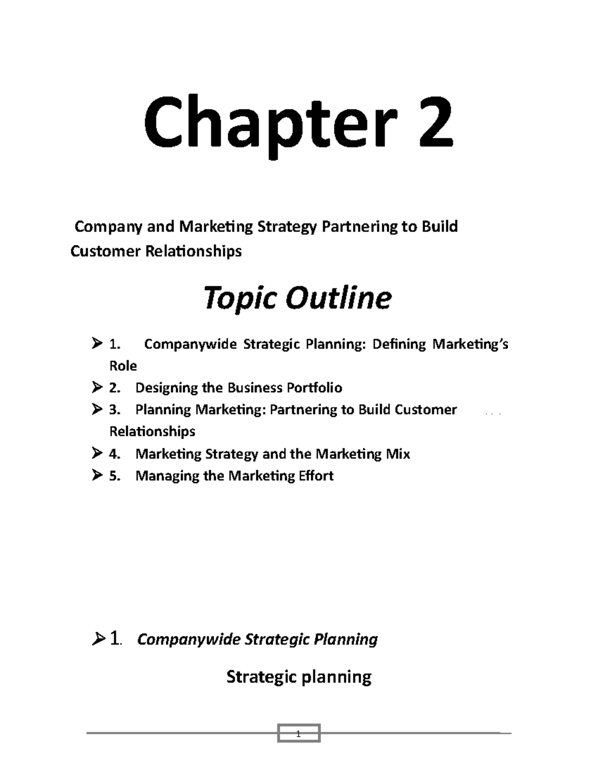 Chapter 2: Company and Marketing Strategy for Customer Relationships ...