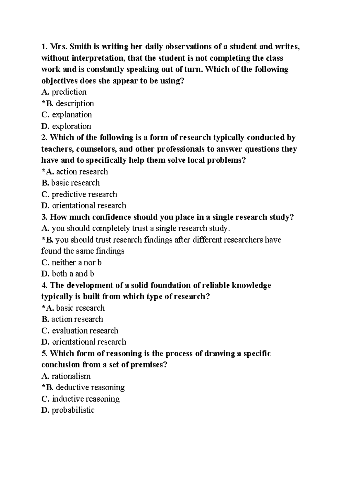 Multiple Choice Questions for Research Methods (Course Code: MC2) - Studocu