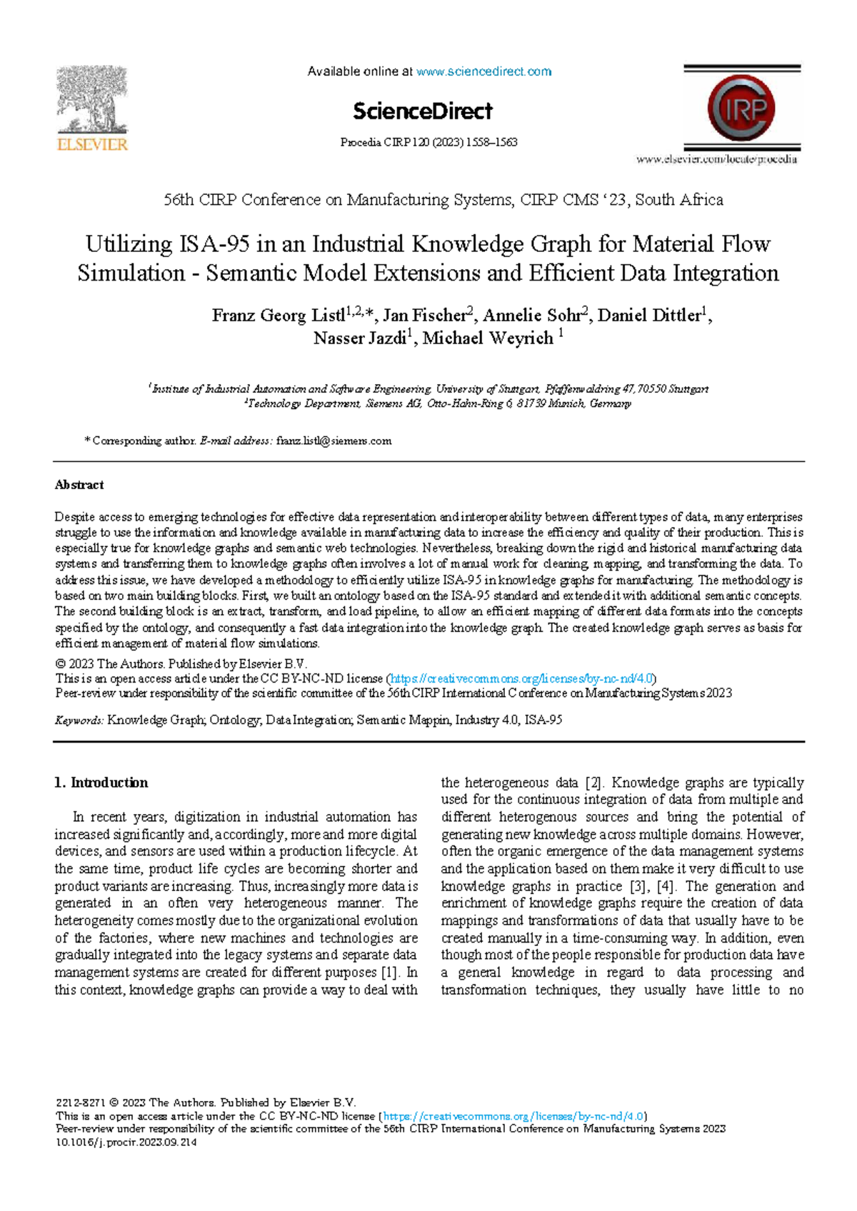 Utilizing Knowledge Graphs for Material Flow Simulation in Industry 4.0 ...