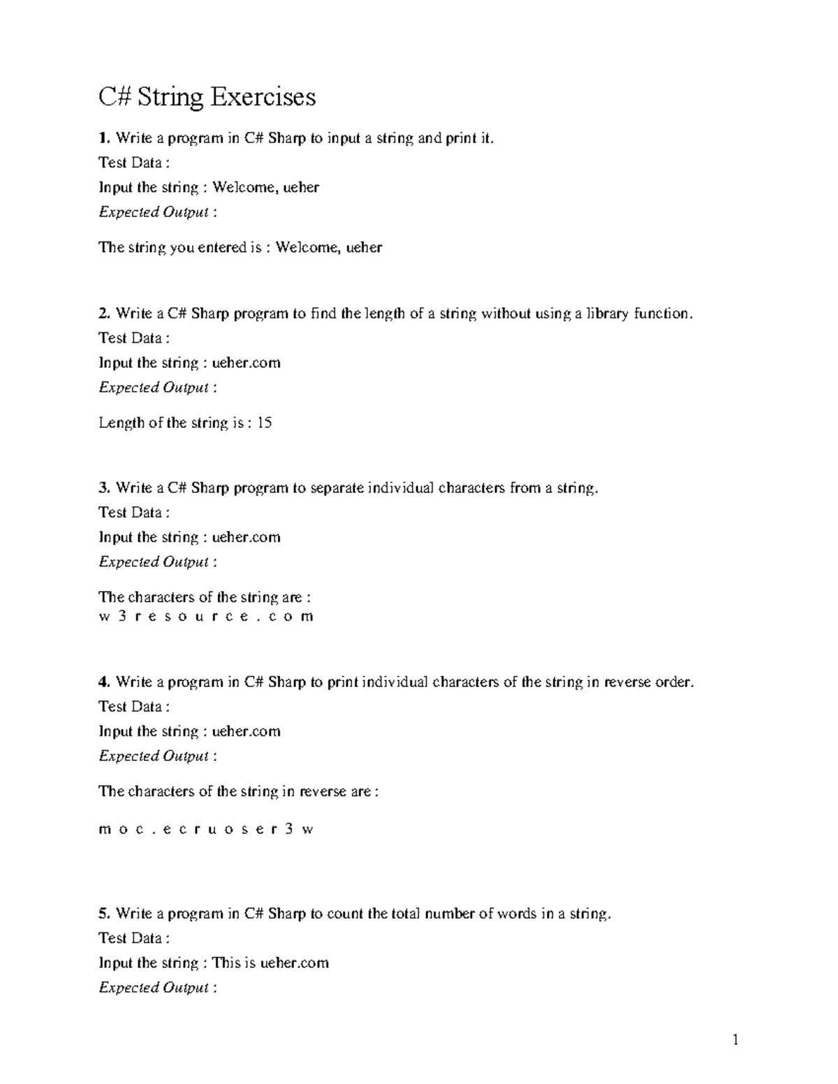 String - Test Data : Input the string : Welcome, ueher Expected Output ...