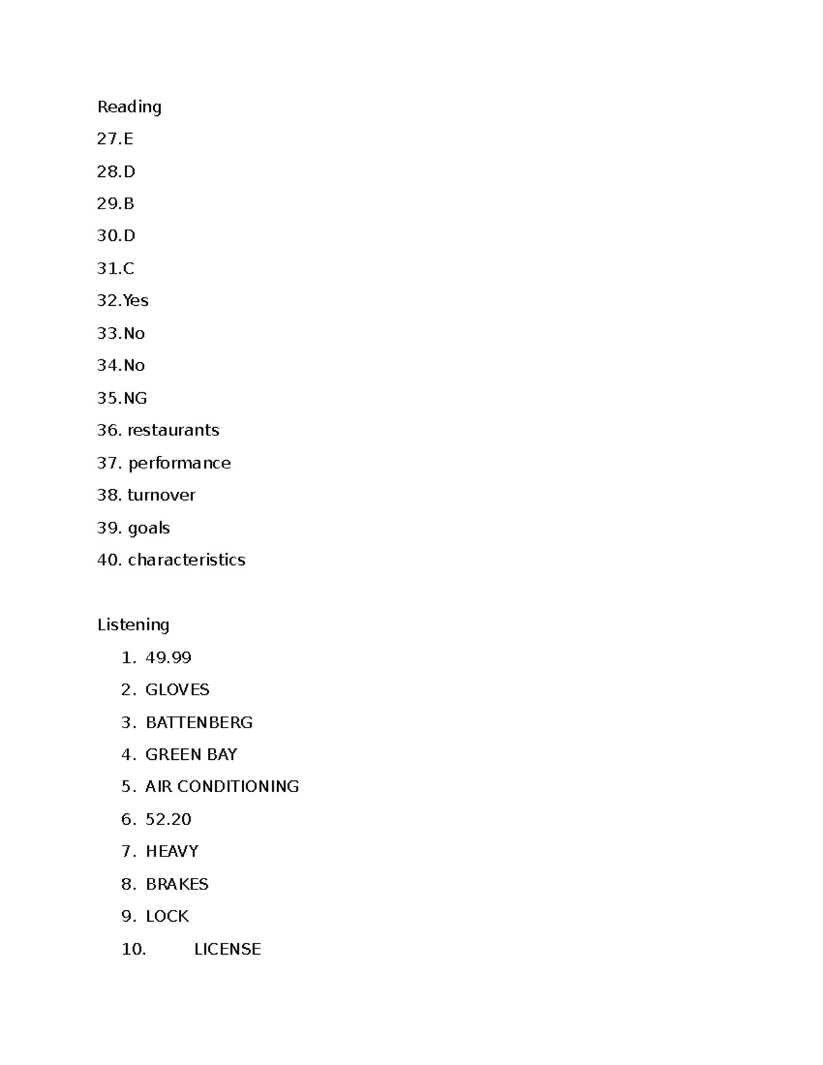 Reading & Listening Notes: 27.E to 36.W - Course Code 101 - Studocu