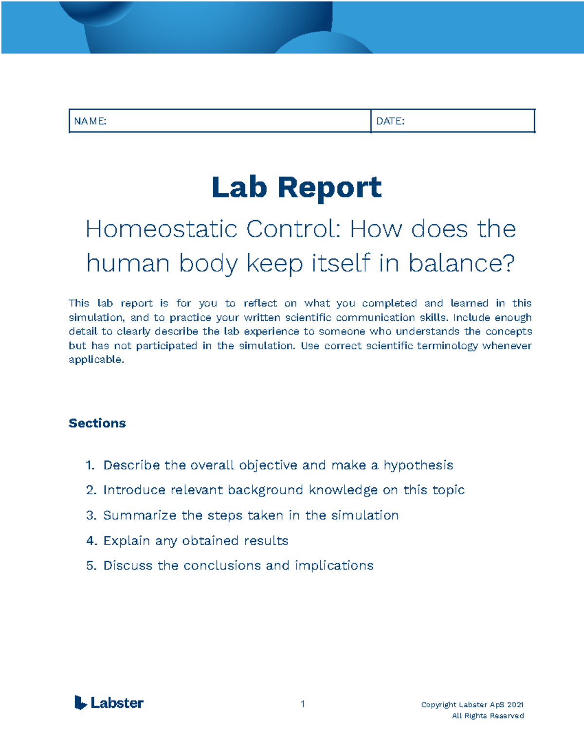 A&P 1 Touchstone 2 - Homeostasis Lab Report and Analysis - Studocu