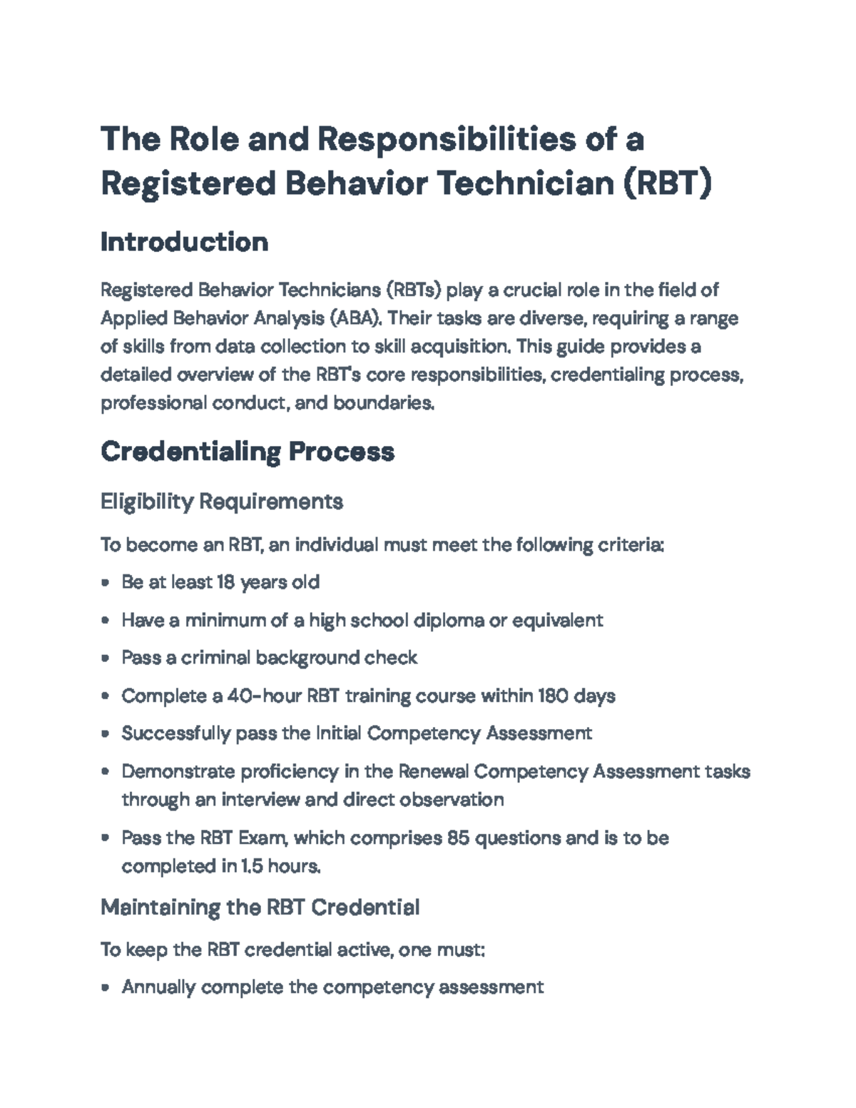 The Role and Responsibilities of Registered Behavior Technicians (RBT ...