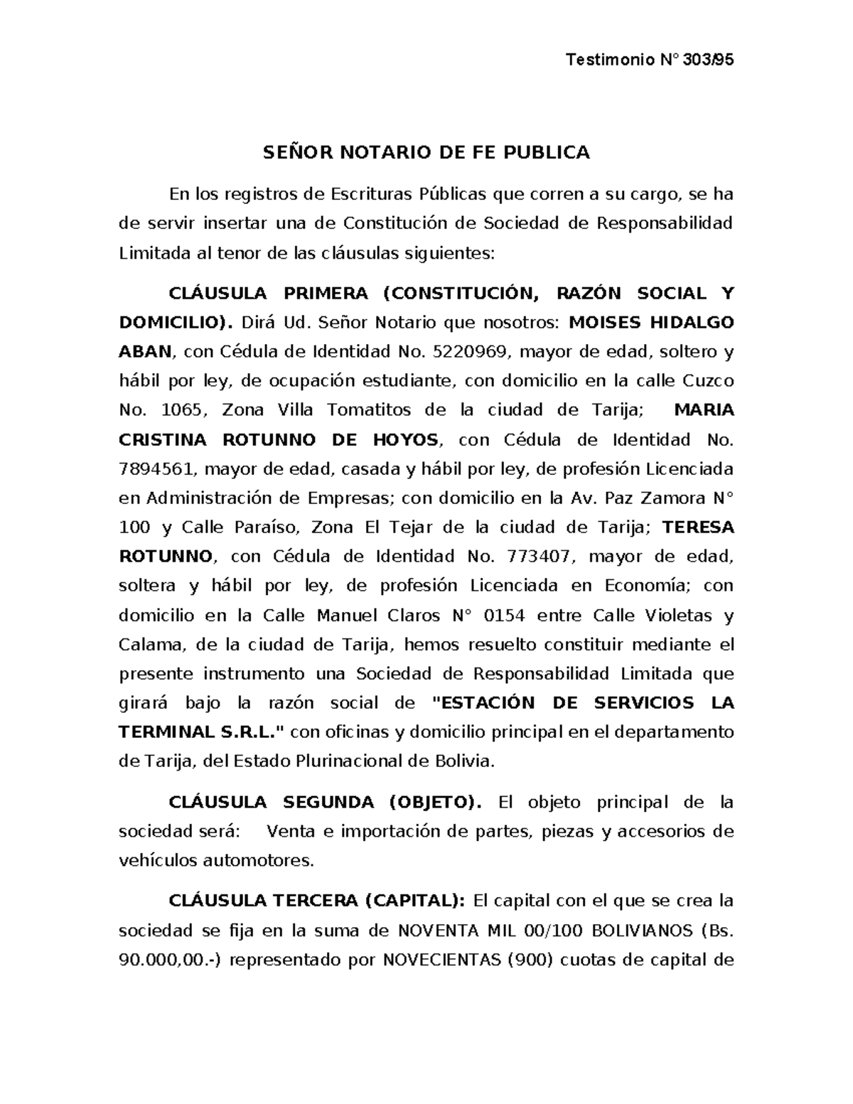 Constitución de Sociedad de Responsabilidad Limitada N°30395 - Document Preview