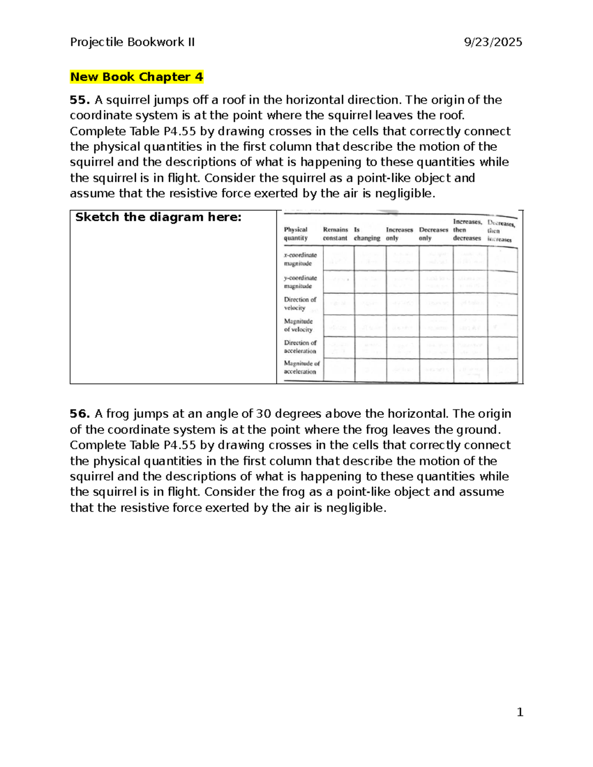 Projectile Motion Exercises II: Chapter 4 Problems and Solutions - Studocu