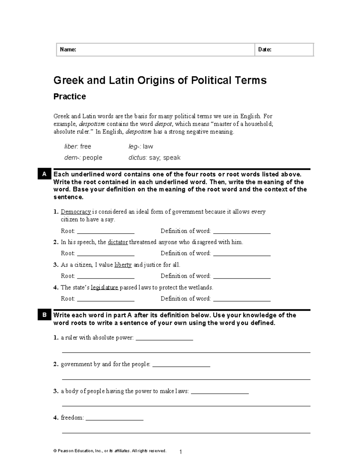 Greek and Latin Roots in Political Terms Essay Notes - Studocu