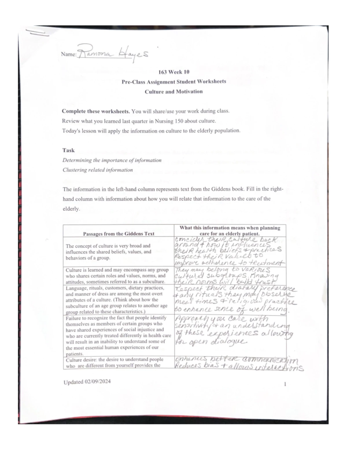 163 Week 4 - Pre-class assignment - Name: Ramma Hayes 163 Week 4 ...