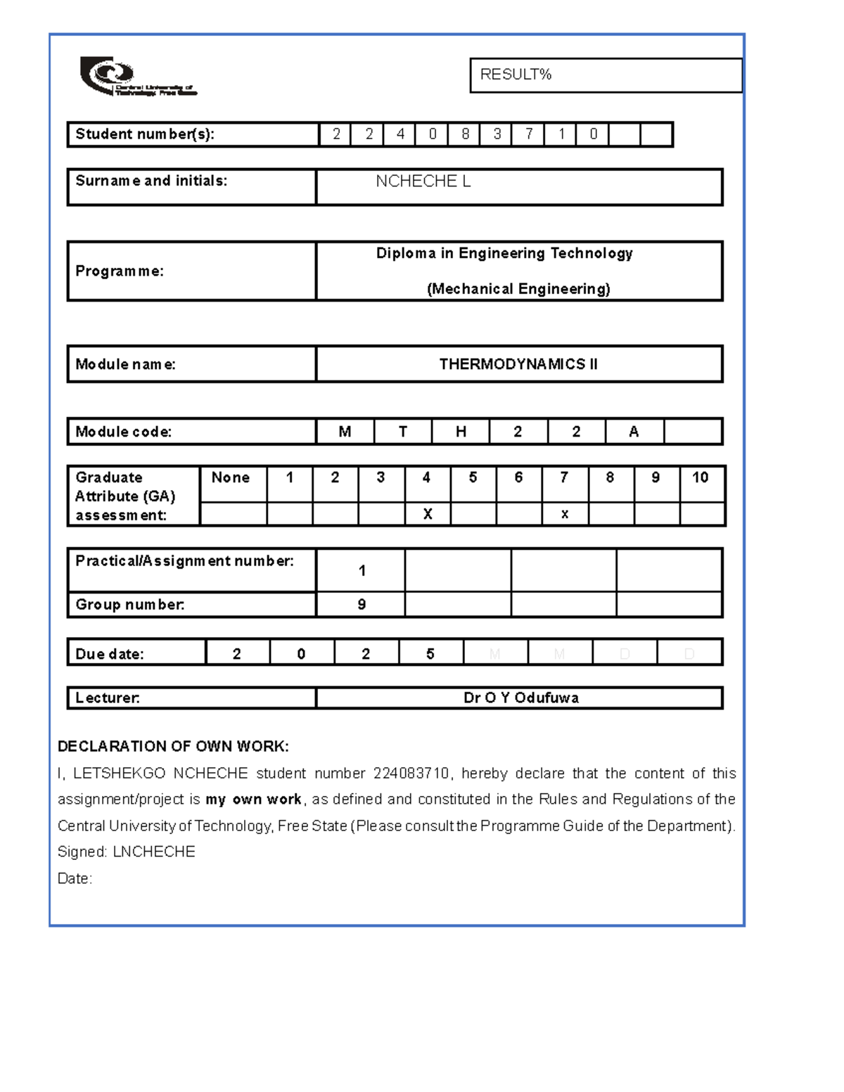 Practical Report: Thermodynamics II (224083710) - Compressor Analysis ...