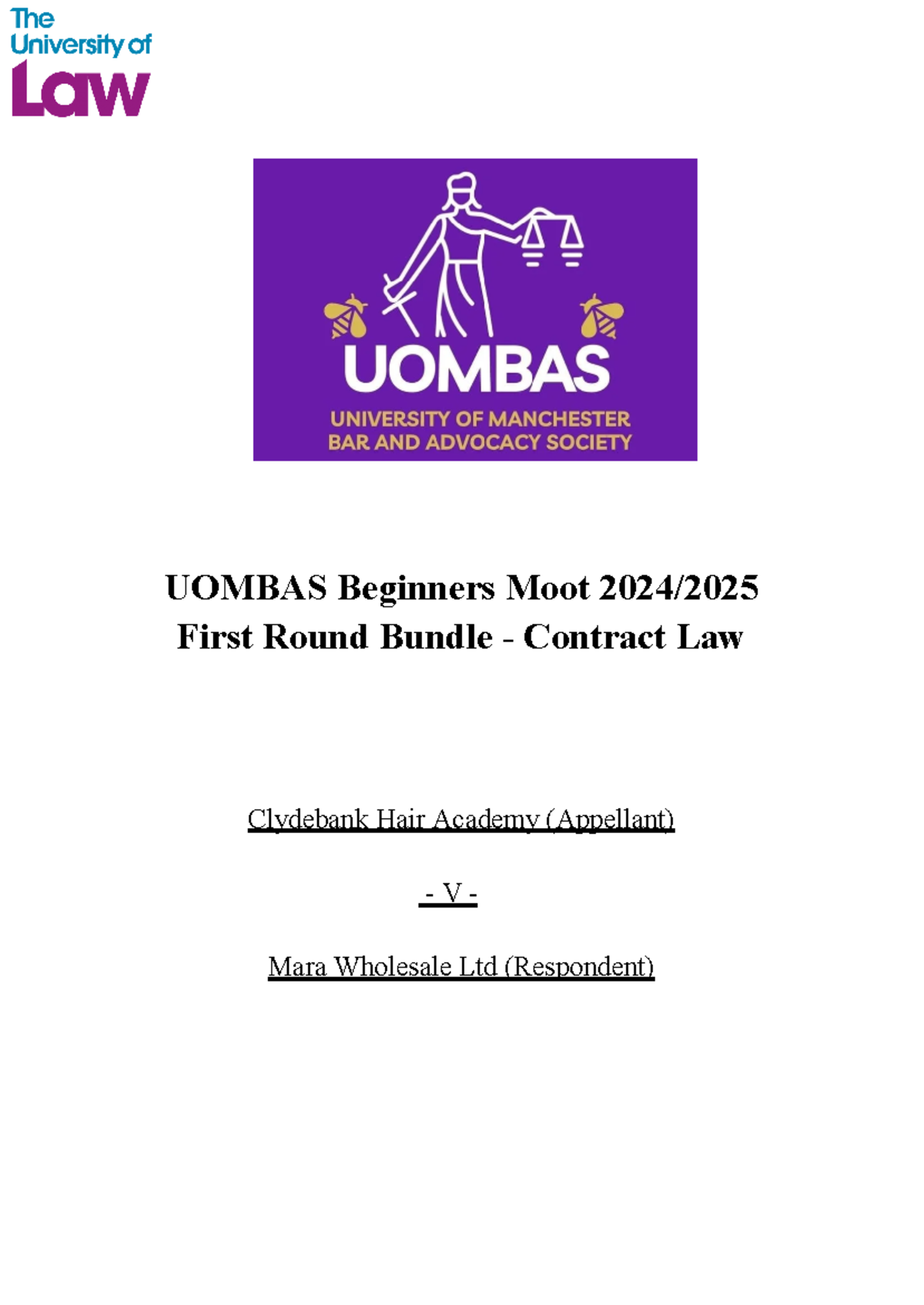 Beginners Moot 24-25 Round 1 Bundle - UOMBAS Beginners Moot 2024/ First ...
