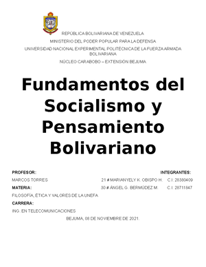 Modelo portada y partes del trabajo - REPÚBLICA BOLIVARIANA DE ...