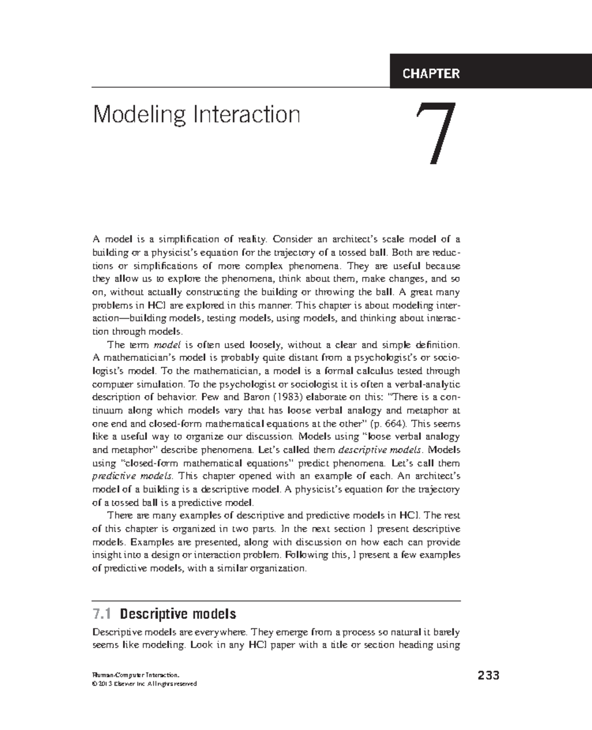 HCI 233 Chapter 7: Exploring the Models of Interaction in Depth ...