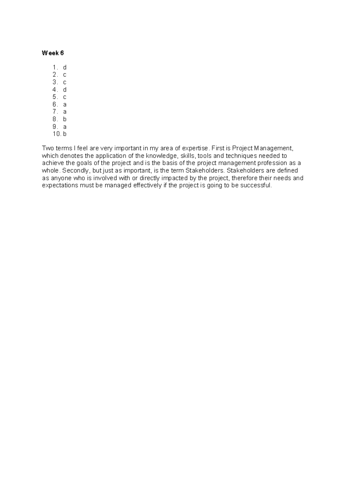 ITM 750 Week 6: Key Concepts in Project Management and Stakeholders ...