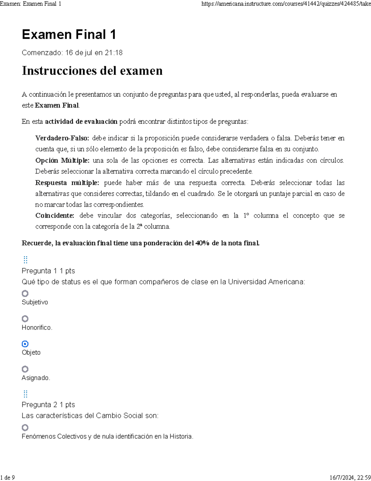 Examen Final 1: Sociología MV - Evaluación y Preguntas Clave - Document Preview