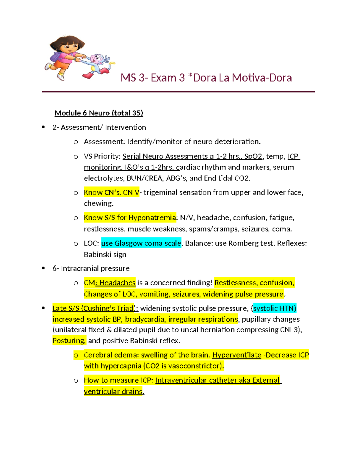 MS 3 Exam 3 Comprehensive Study Guide on Neuro & Shock Topics - Studocu