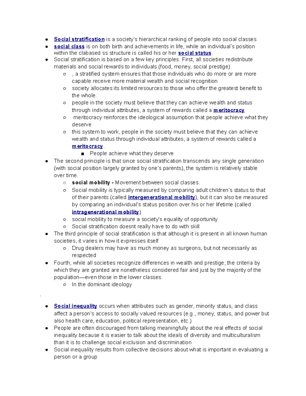 Social Stratification: Chapter 7 Notes - Insights and Theories (SOC101 ...
