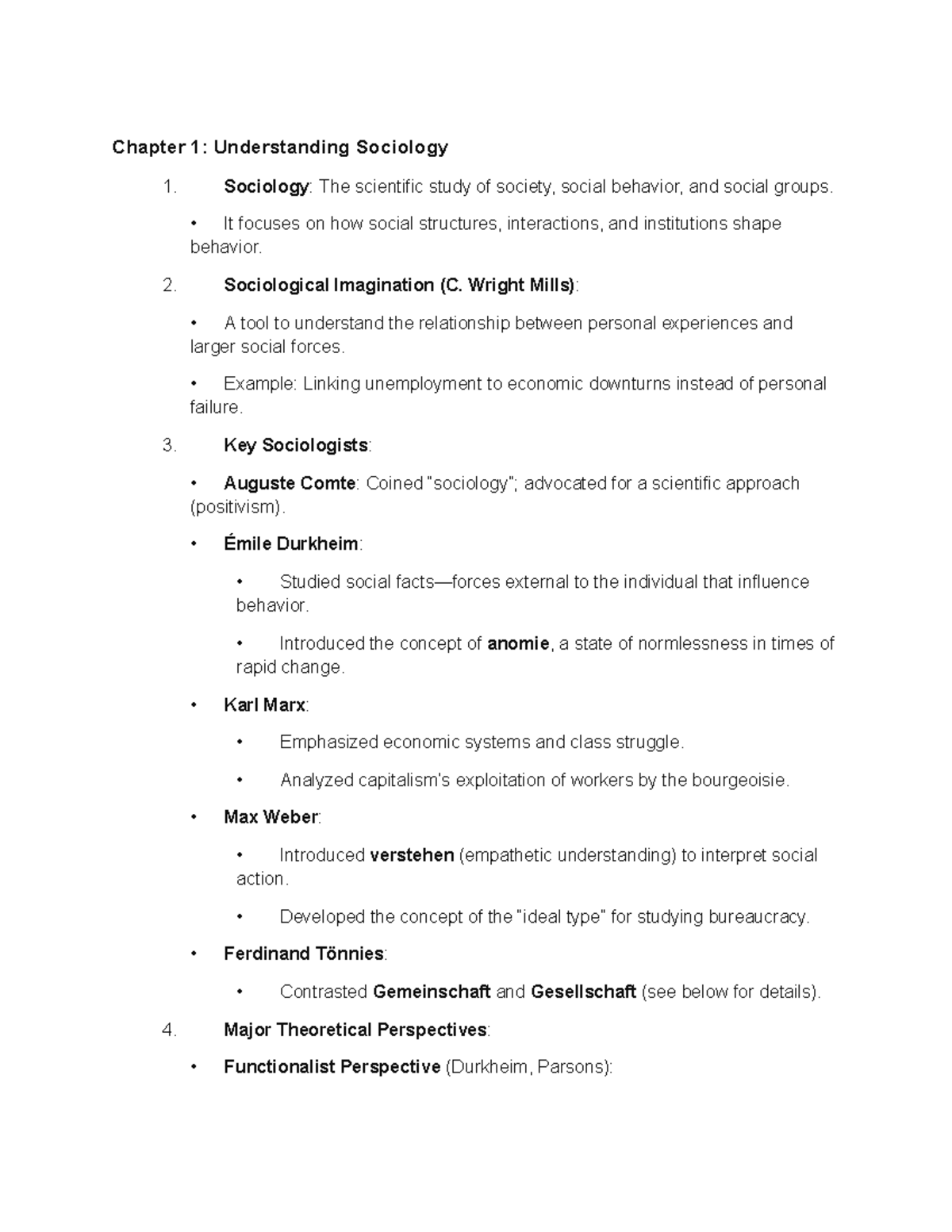 Gbt soc note - notes - Chapter 1: Understanding Sociology Sociology ...