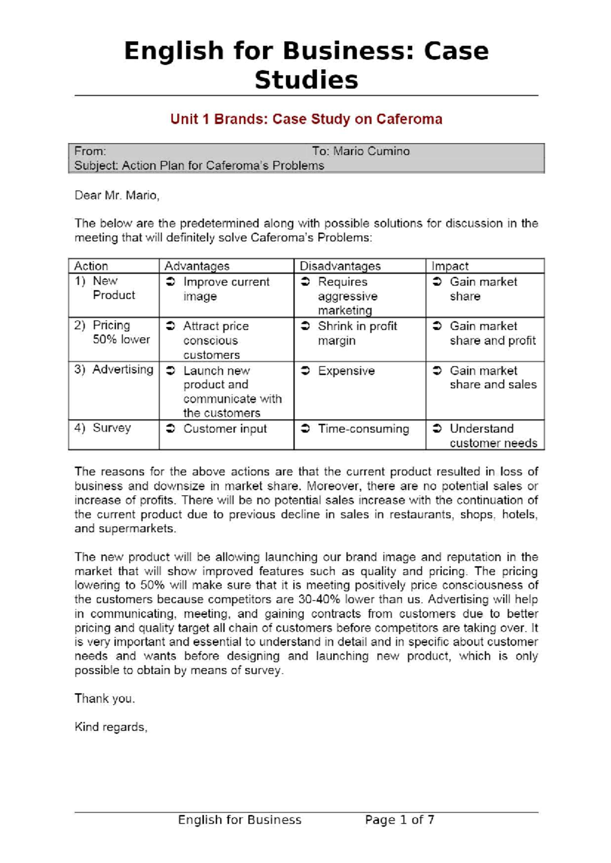 Caferoma Case Study Analysis and Findings - Studocu