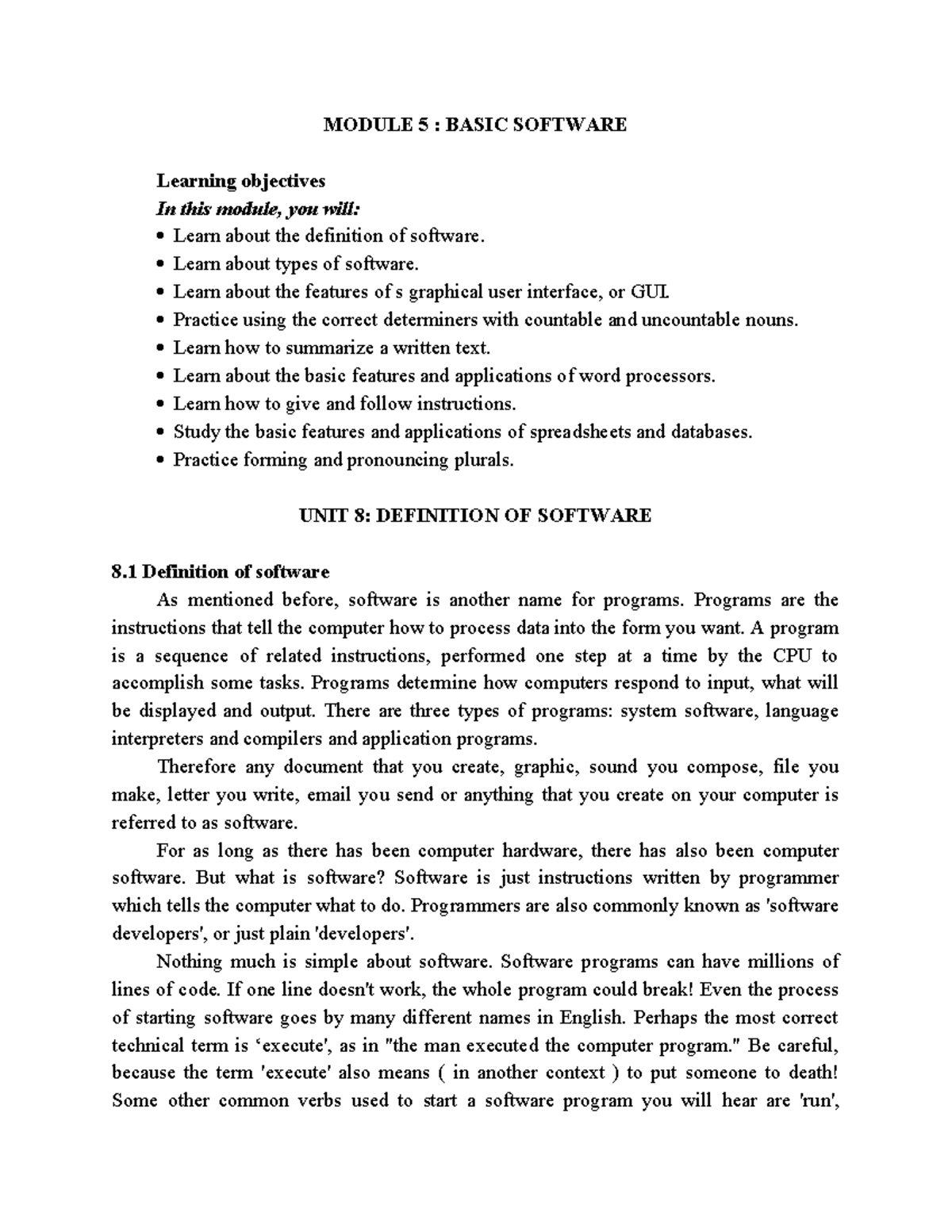 Textbook UNIT 8 + UNIT 9 - MODULE 5 : BASIC SOFTWARE Learning ...