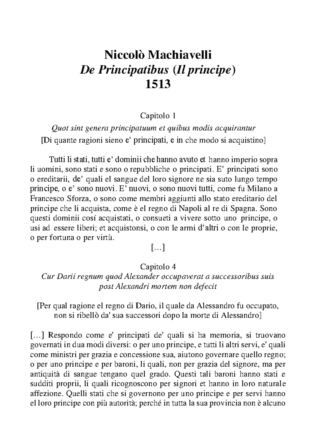 01 machiavelli principe - Niccolò Machiavelli De Principatibus ( Il ...