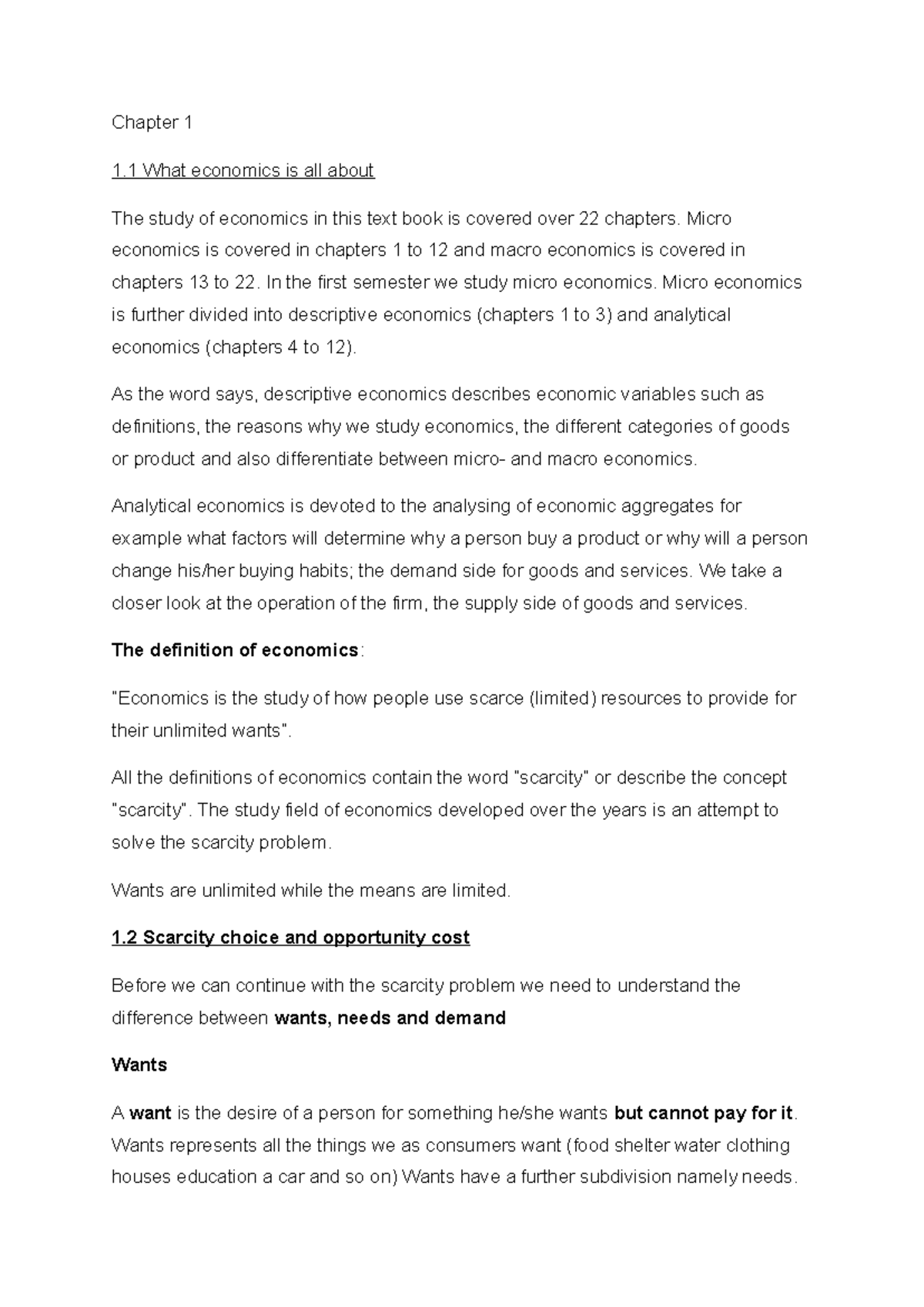 Chapter 1: Understanding Economics - Key Concepts and Principles - Studocu