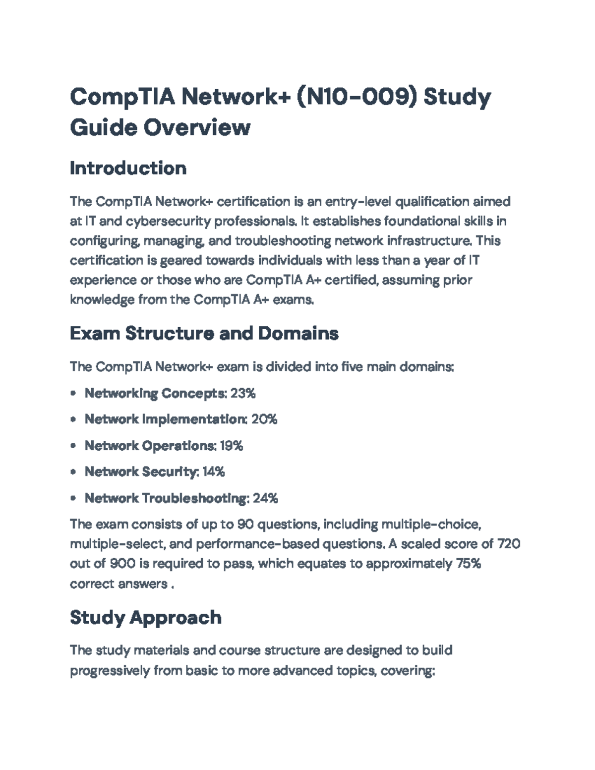 CompTIA Network+ (N10009) Exam Study Guide Overview CompTIA Network+