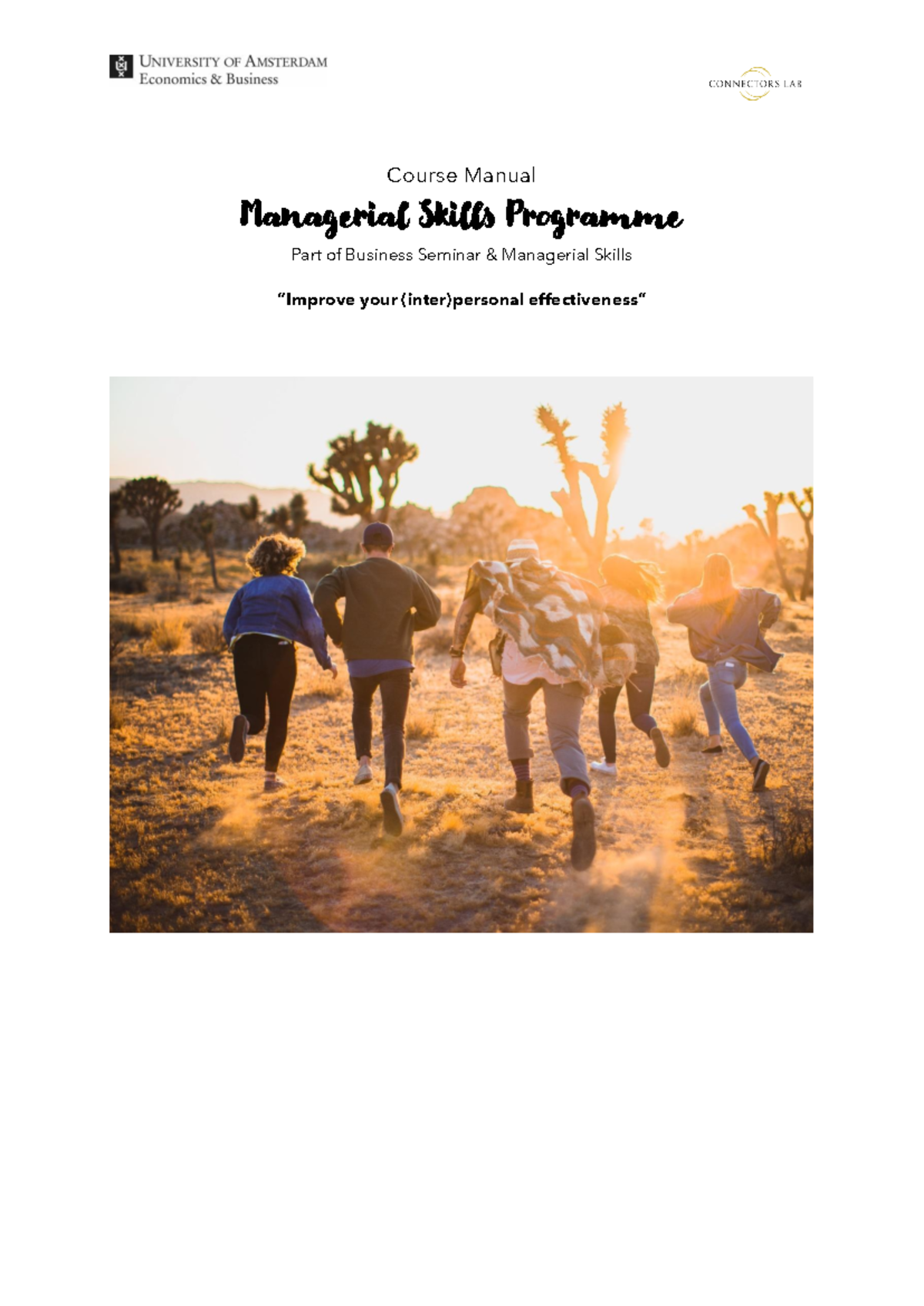 Managerial Skills Programme (MSP) Course Manual 2024-2025 - Studeersnel