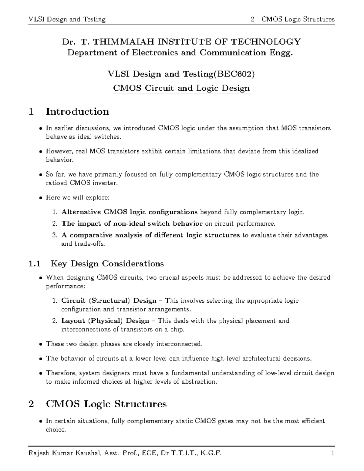 VLSI Design and Testing (BEC602): MOS Transistor Theory Overview - Studocu