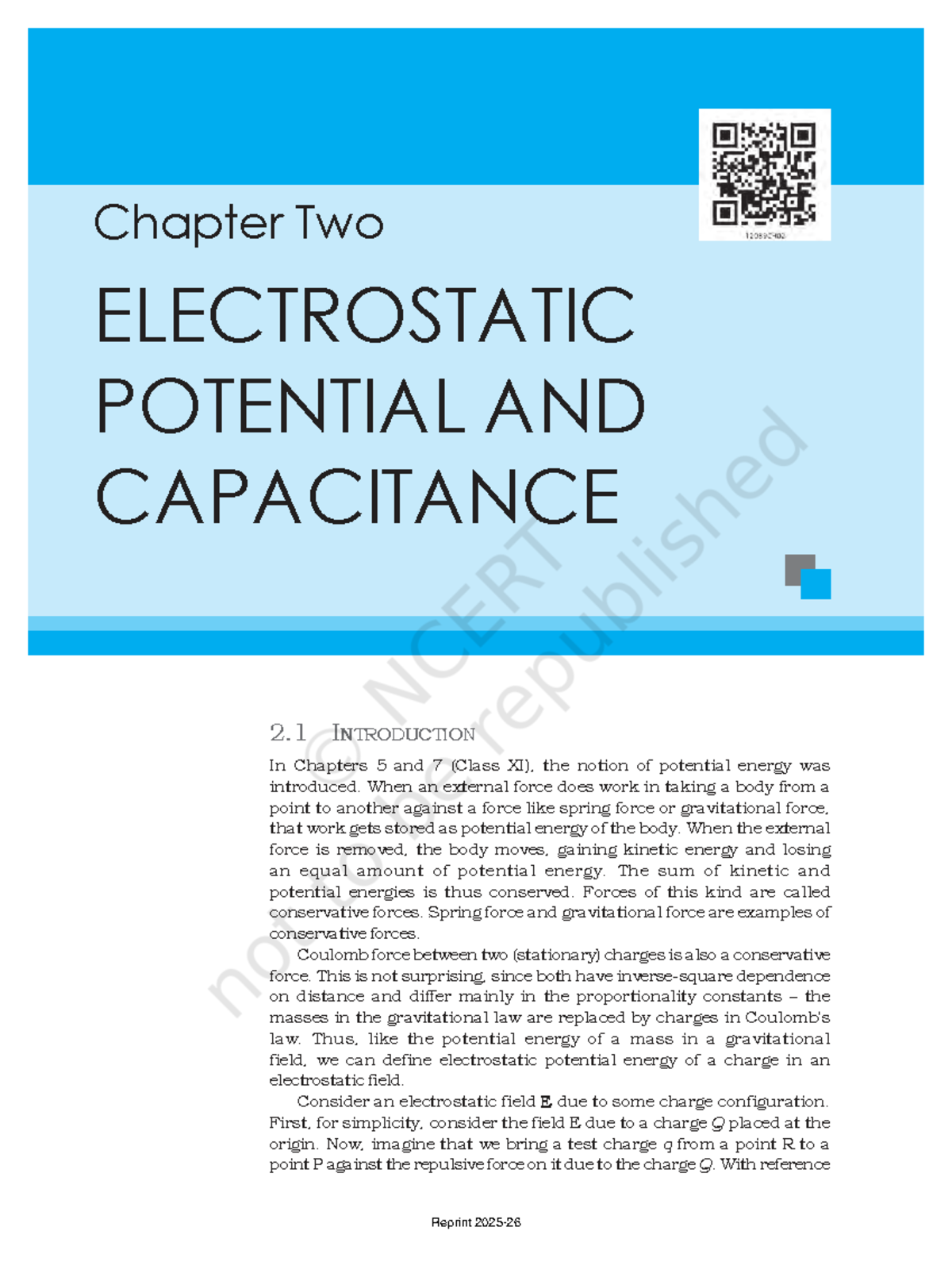 Physics NCERT Chapter 2: Electrostatic Potential and Capacitance - Studocu