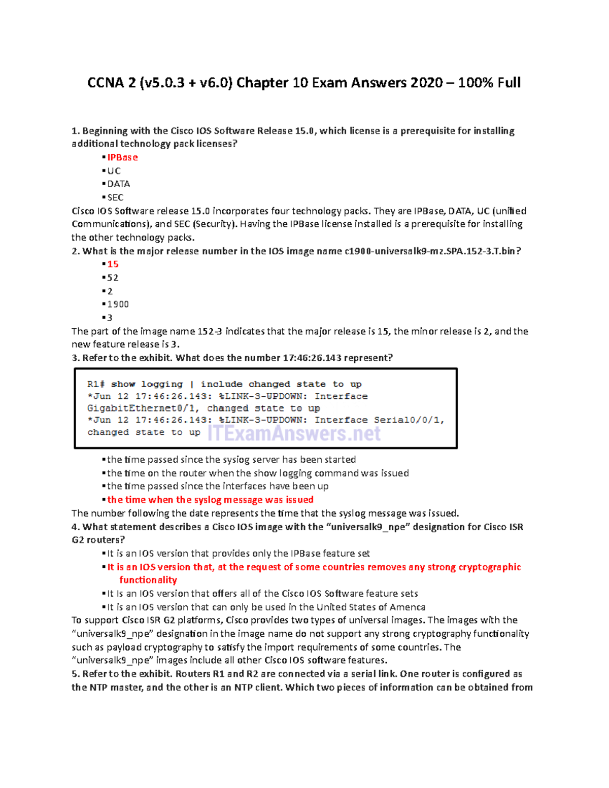 CCNA 2 (v5.0.3 + v6.0) Chapter 10 Exam Answers - Complete Guide 2020 ...