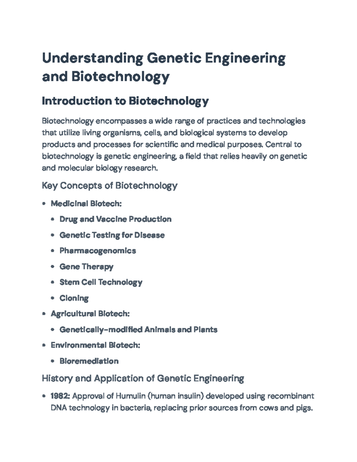 Genetic Engineering and Biotechnology: Key Concepts and Applications ...