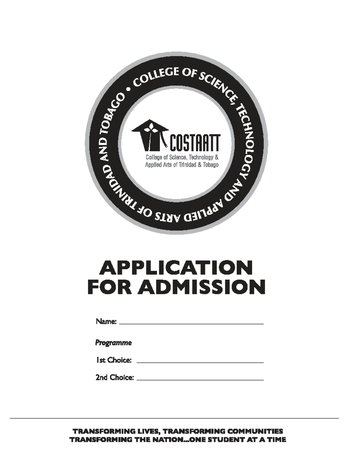COSTAATT Admissions Application Form: General Guidelines and ...