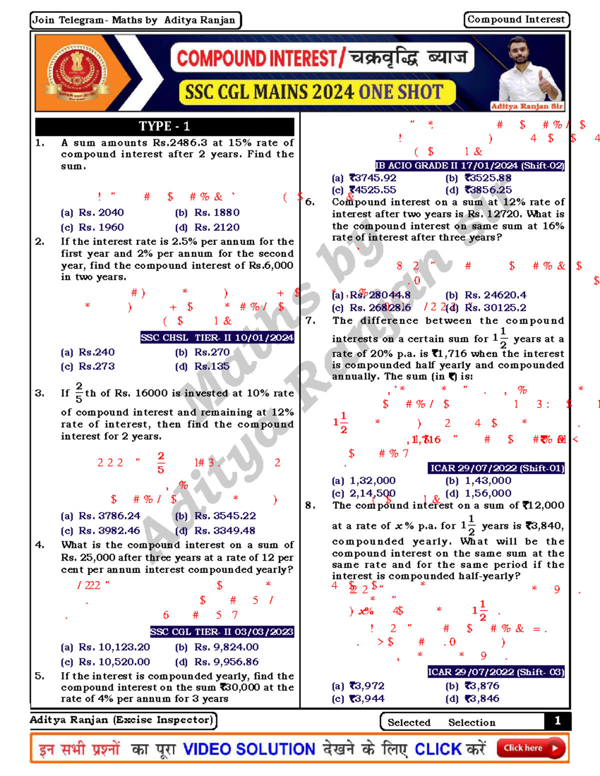 Compound Interest (SSC CGL Mains ONE SHOT) Study Notes - Studocu