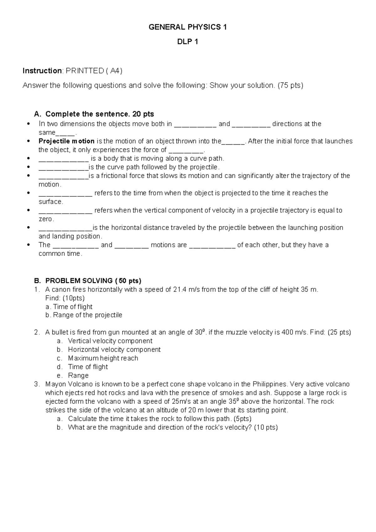General Physics 1 2nd Quarter Activities - GENERAL PHYSICS 1 DLP 1 ...