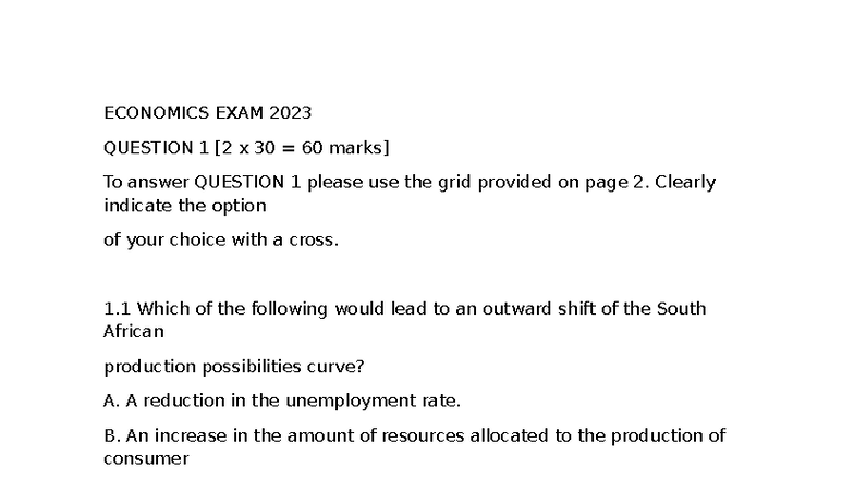 ECON 101 FINAL EXAM 2023: Key Questions & Answers - Studocu