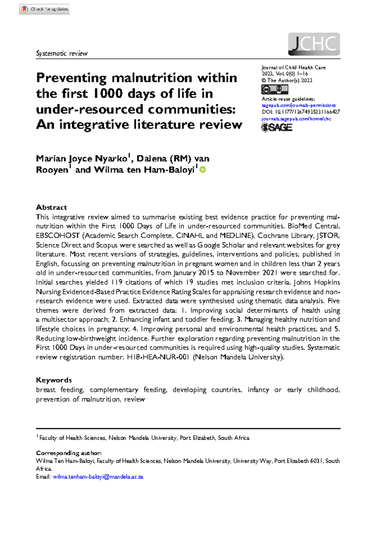 Systematic Review: Preventing Malnutrition in the First 1000 Days of ...