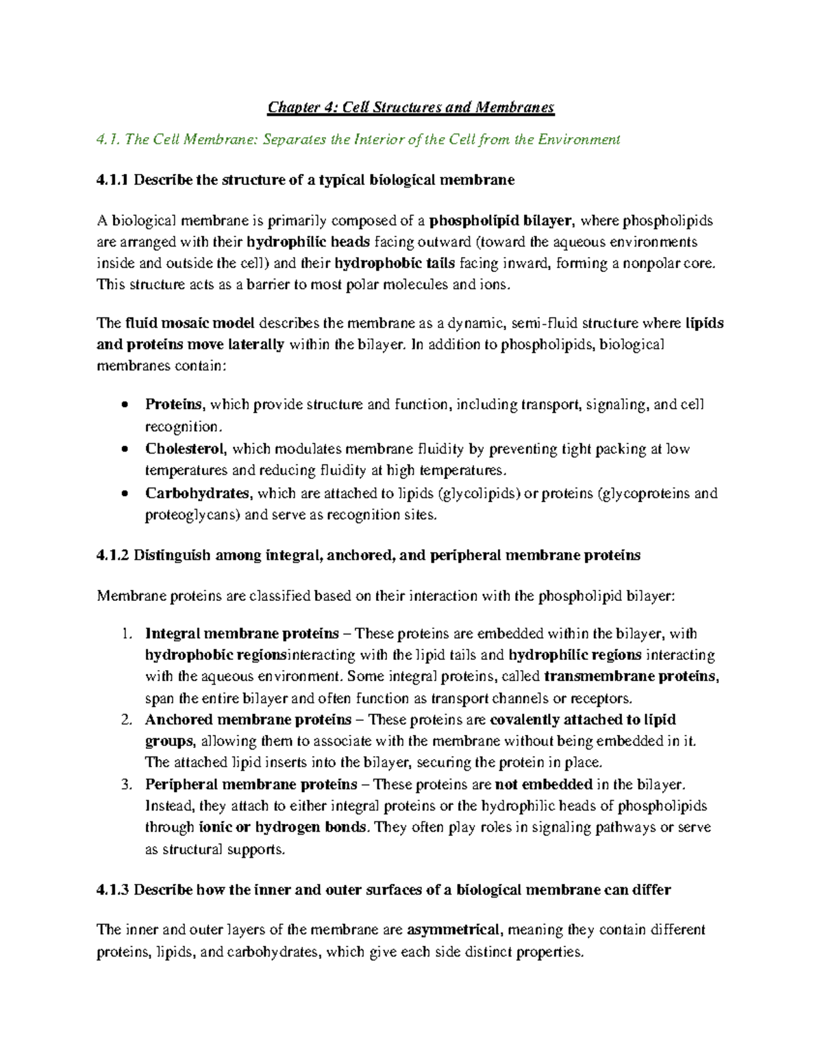 Comprehensive Study Notes on Cell Signals and Responses (Course Code ...