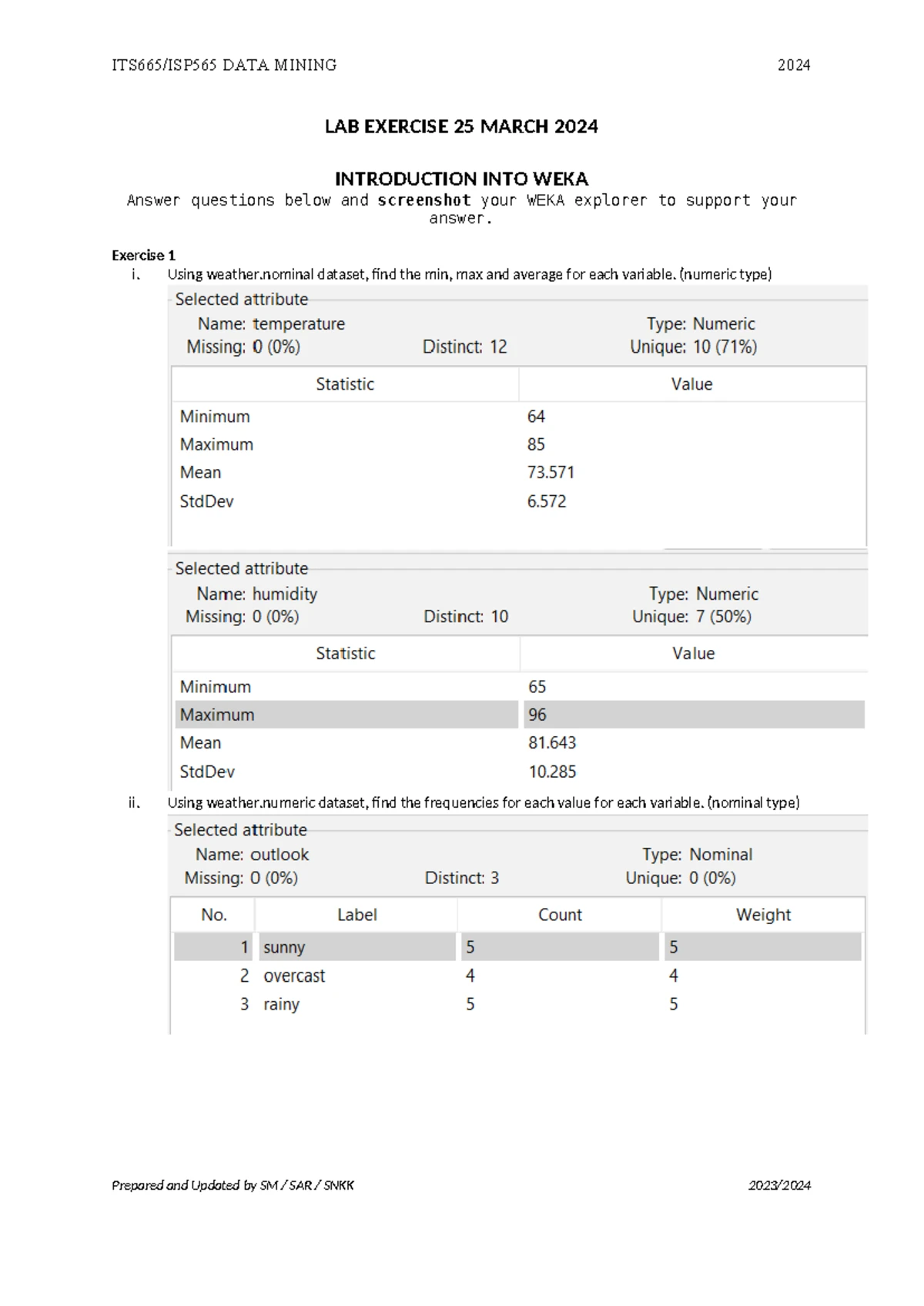 Lab Exercise on Data Mining (ITS665): Modules 1 & 2 Overview - Studocu