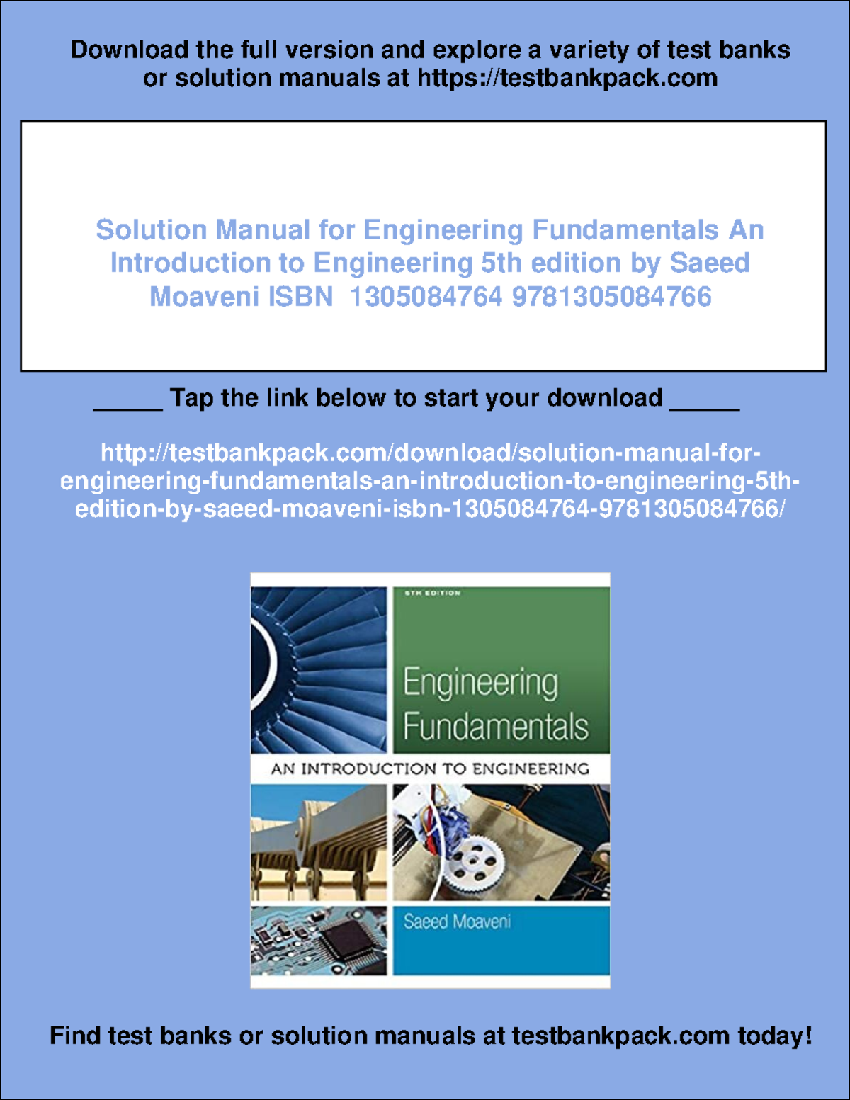 Test Bank for Engineering Fundamentals: An Intro to Engineering 5th Ed ...